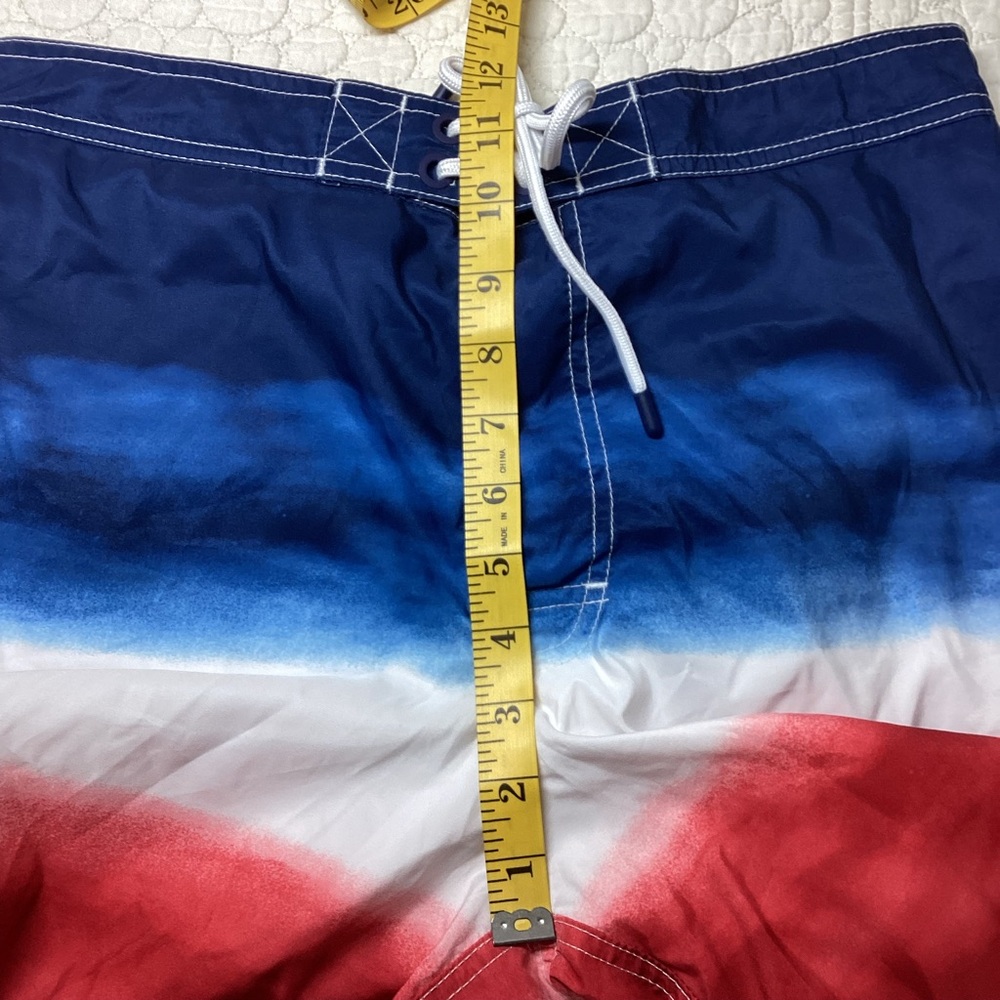 Polo Ralph Lauren Mens Ombre Swim Trunks Size M Red White Blue Tie Pockets Lined - Picture 7 of 15